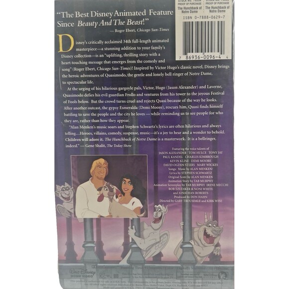 1997 Walt Disney’s Masterpiece The Hunchback Of Notre Dame VHS Sealed - Picture 2 of 6